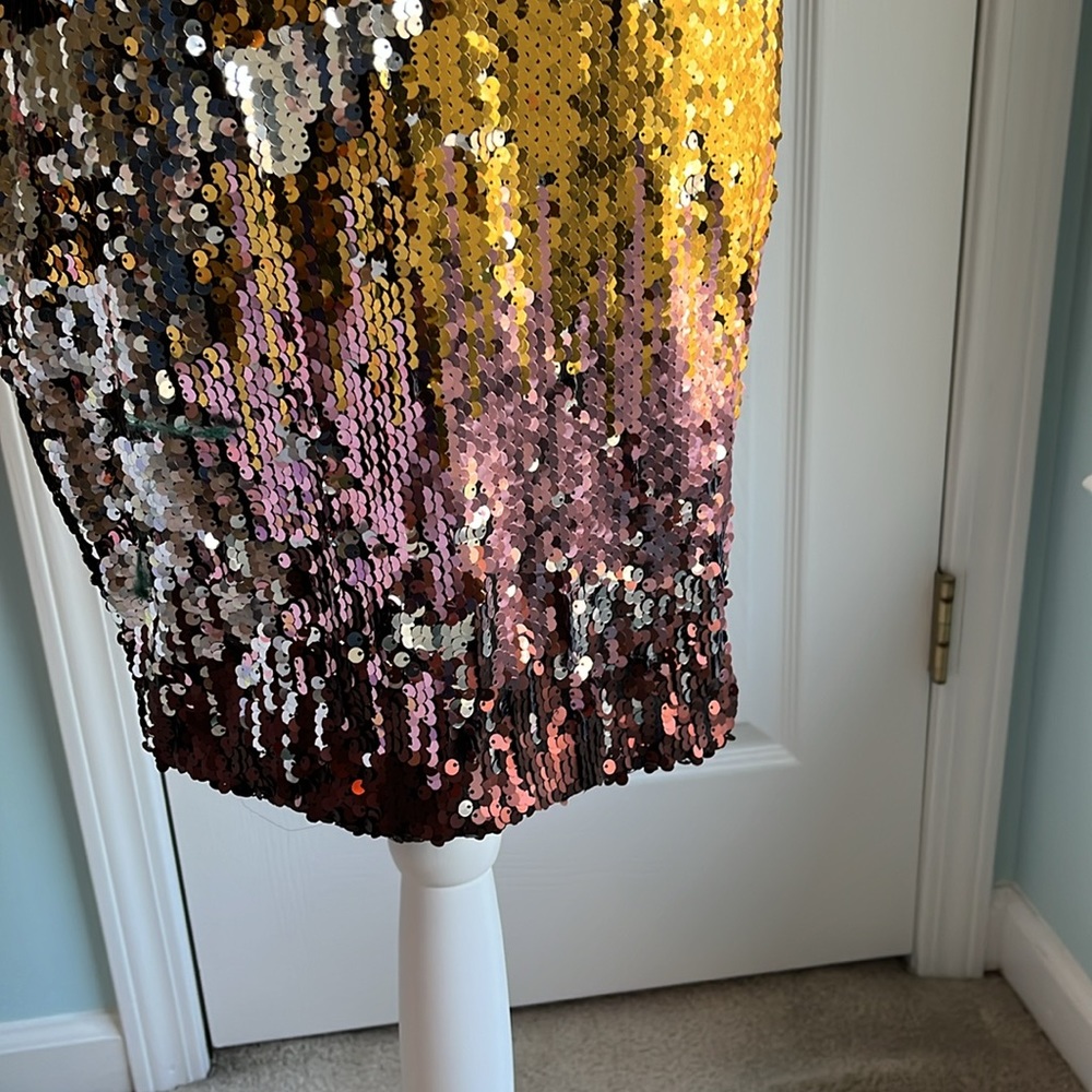 Mind Code Spaghetti Strap Multi-Color Sequin Body… - image 3